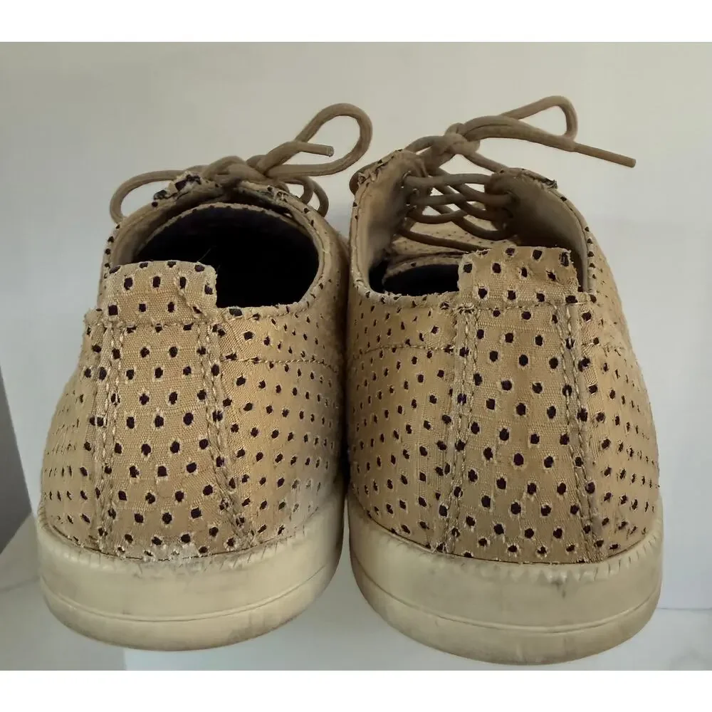 CLAE Ellington Textile Shoes Mens Sz 11 Beige Tan Perforated Oxford Comfort Lace